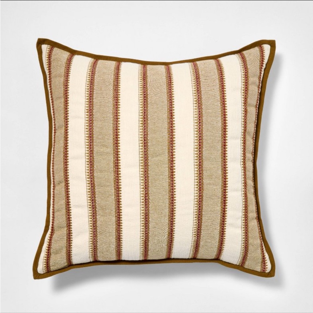 Burgundy olive and cream vertical stripe pillow - Threshold designed with Studio